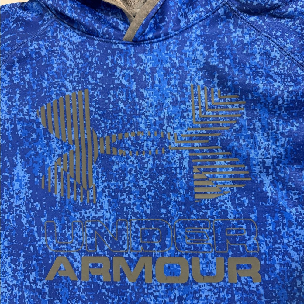 Under Armour Digital Camo Blue Hoodie Cold Gear Boys Youth XL